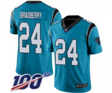 Men's Carolina Panthers #24 James Bradberry Limited Blue Rush Vapor Untouchable 100th Season Football Jersey