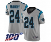 Men's Carolina Panthers #24 James Bradberry Silver Inverted Legend Limited 100th Season Football Jersey