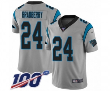 Men's Carolina Panthers #24 James Bradberry Silver Inverted Legend Limited 100th Season Football Jersey