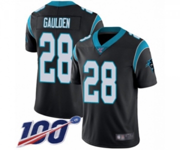 Men's Carolina Panthers #28 Rashaan Gaulden Black Team Color Vapor Untouchable Limited Player 100th Season Football Jersey