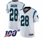 Men's Carolina Panthers #28 Rashaan Gaulden White Vapor Untouchable Limited Player 100th Season Football Jersey