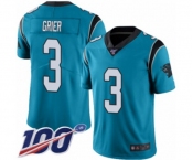 Men's Carolina Panthers #3 Will Grier Limited Blue Rush Vapor Untouchable 100th Season Football Jersey