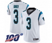 Men's Carolina Panthers #3 Will Grier White Vapor Untouchable Limited Player 100th Season Football Jersey