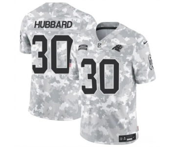 Men's Carolina Panthers #30 Chuba Hubbard 2024 F.U.S.E Arctic Camo Salute To Service Limited Stitched Football Jersey