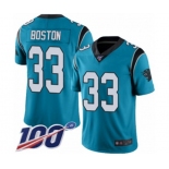 Men's Carolina Panthers #33 Tre Boston Limited Blue Rush Vapor Untouchable 100th Season Football Jersey