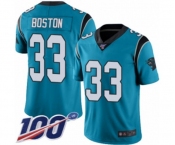 Men's Carolina Panthers #33 Tre Boston Limited Blue Rush Vapor Untouchable 100th Season Football Jersey