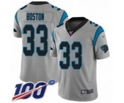 Men's Carolina Panthers #33 Tre Boston Silver Inverted Legend Limited 100th Season Football Jersey