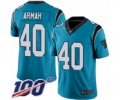 Men's Carolina Panthers #40 Alex Armah Limited Blue Rush Vapor Untouchable 100th Season Football Jersey