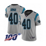 Men's Carolina Panthers #40 Alex Armah Silver Inverted Legend Limited 100th Season Football Jersey