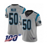 Men's Carolina Panthers #50 Christian Miller Silver Inverted Legend Limited 100th Season Football Jersey