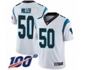 Men's Carolina Panthers #50 Christian Miller White Vapor Untouchable Limited Player 100th Season Football Jersey