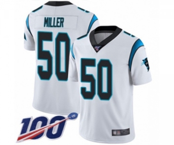 Men's Carolina Panthers #50 Christian Miller White Vapor Untouchable Limited Player 100th Season Football Jersey