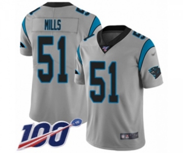 Men's Carolina Panthers #51 Sam Mills Silver Inverted Legend Limited 100th Season Football Jersey