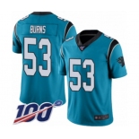 Men's Carolina Panthers #53 Brian Burns Blue Alternate Vapor Untouchable Limited Player 100th Season Football Jersey