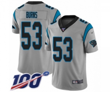 Men's Carolina Panthers #53 Brian Burns Silver Inverted Legend Limited 100th Season Football Jersey