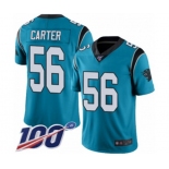 Men's Carolina Panthers #56 Jermaine Carter Limited Blue Rush Vapor Untouchable 100th Season Football Jersey