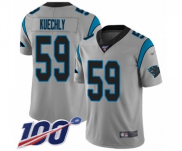 Men's Carolina Panthers #59 Luke Kuechly Silver Inverted Legend Limited 100th Season Football Jersey