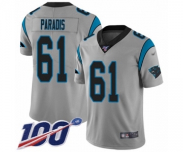 Men's Carolina Panthers #61 Matt Paradis Silver Inverted Legend Limited 100th Season Football Jersey