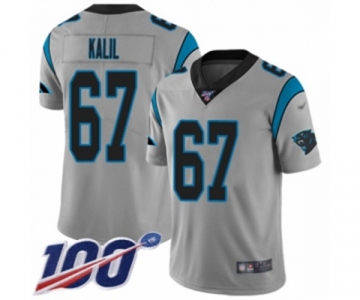 Men's Carolina Panthers #67 Ryan Kalil Silver Inverted Legend Limited 100th Season Football Jersey