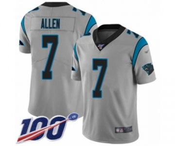 Men's Carolina Panthers #7 Kyle Allen Silver Inverted Legend Limited 100th Season Football Jersey