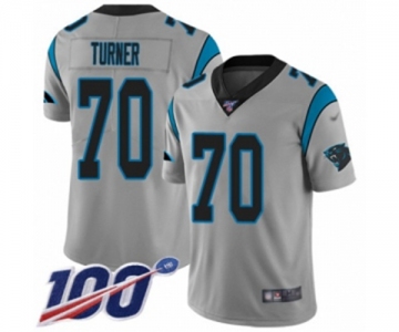 Men's Carolina Panthers #70 Trai Turner Silver Inverted Legend Limited 100th Season Football Jersey