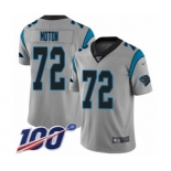 Men's Carolina Panthers #72 Taylor Moton Silver Inverted Legend Limited 100th Season Football Jersey