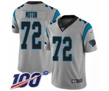 Men's Carolina Panthers #72 Taylor Moton Silver Inverted Legend Limited 100th Season Football Jersey