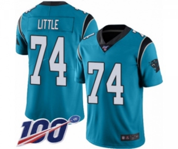 Men's Carolina Panthers #74 Greg Little Limited Blue Rush Vapor Untouchable 100th Season Football Jersey