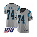 Men's Carolina Panthers #74 Greg Little Silver Inverted Legend Limited 100th Season Football Jersey