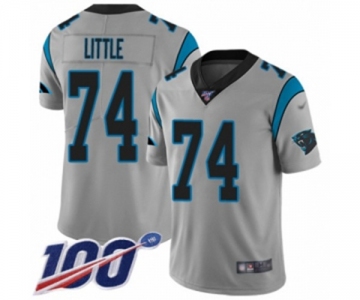 Men's Carolina Panthers #74 Greg Little Silver Inverted Legend Limited 100th Season Football Jersey