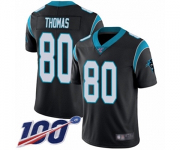 Men's Carolina Panthers #80 Ian Thomas Black Team Color Vapor Untouchable Limited Player 100th Season Football Jersey