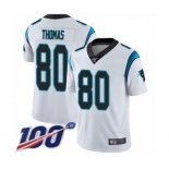 Men's Carolina Panthers #80 Ian Thomas White Vapor Untouchable Limited Player 100th Season Football Jersey