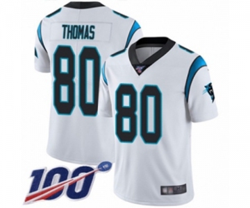 Men's Carolina Panthers #80 Ian Thomas White Vapor Untouchable Limited Player 100th Season Football Jersey