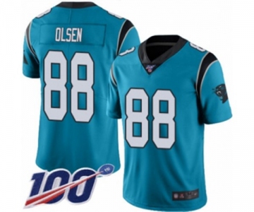 Men's Carolina Panthers #88 Greg Olsen Limited Blue Rush Vapor Untouchable 100th Season Football Jersey