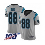 Men's Carolina Panthers #88 Greg Olsen Silver Inverted Legend Limited 100th Season Football Jersey