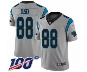 Men's Carolina Panthers #88 Greg Olsen Silver Inverted Legend Limited 100th Season Football Jersey