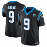 Men's Carolina Panthers #9 Bryce Young Black 2024 30th Anniversary Patch F.U.S.E. Vapor Limited Stitched Football Jersey