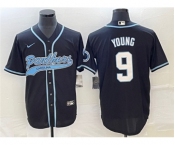 Men's Carolina Panthers #9 Bryce Young Black With Patch Cool Base Stitched Baseball Jersey