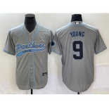 Men's Carolina Panthers #9 Bryce Young Gray With Patch Cool Base Stitched Baseball Jersey