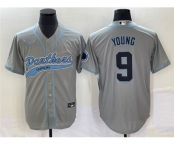 Men's Carolina Panthers #9 Bryce Young Gray With Patch Cool Base Stitched Baseball Jersey