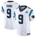 Men's Carolina Panthers #9 Bryce Young White 2024 30th Anniversary Patch F.U.S.E. Vapor Limited Stitched Football Jersey