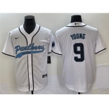 Men's Carolina Panthers #9 Bryce Young White With Patch Cool Base Stitched Baseball Jersey