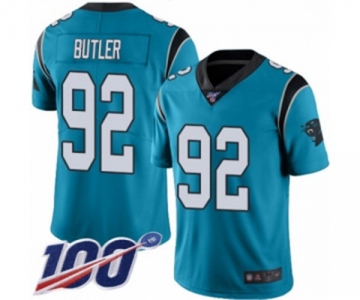 Men's Carolina Panthers #92 Vernon Butler Limited Blue Rush Vapor Untouchable 100th Season Football Jersey