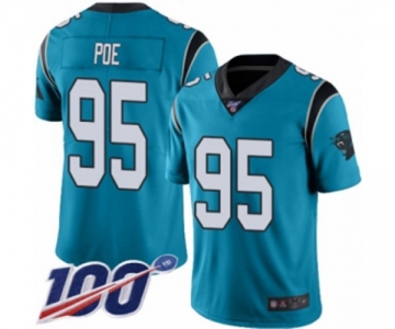 Men's Carolina Panthers #95 Dontari Poe Limited Blue Rush Vapor Untouchable 100th Season Football Jersey