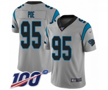 Men's Carolina Panthers #95 Dontari Poe Silver Inverted Legend Limited 100th Season Football Jersey