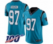 Men's Carolina Panthers #97 Mario Addison Blue Alternate Vapor Untouchable Limited Player 100th Season Football Jersey