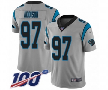 Men's Carolina Panthers #97 Mario Addison Silver Inverted Legend Limited 100th Season Football Jersey