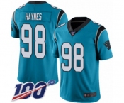 Men's Carolina Panthers #98 Marquis Haynes Blue Alternate Vapor Untouchable Limited Player 100th Season Football Jersey