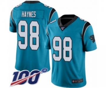 Men's Carolina Panthers #98 Marquis Haynes Blue Alternate Vapor Untouchable Limited Player 100th Season Football Jersey