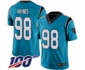 Men's Carolina Panthers #98 Marquis Haynes Limited Blue Rush Vapor Untouchable 100th Season Football Jersey